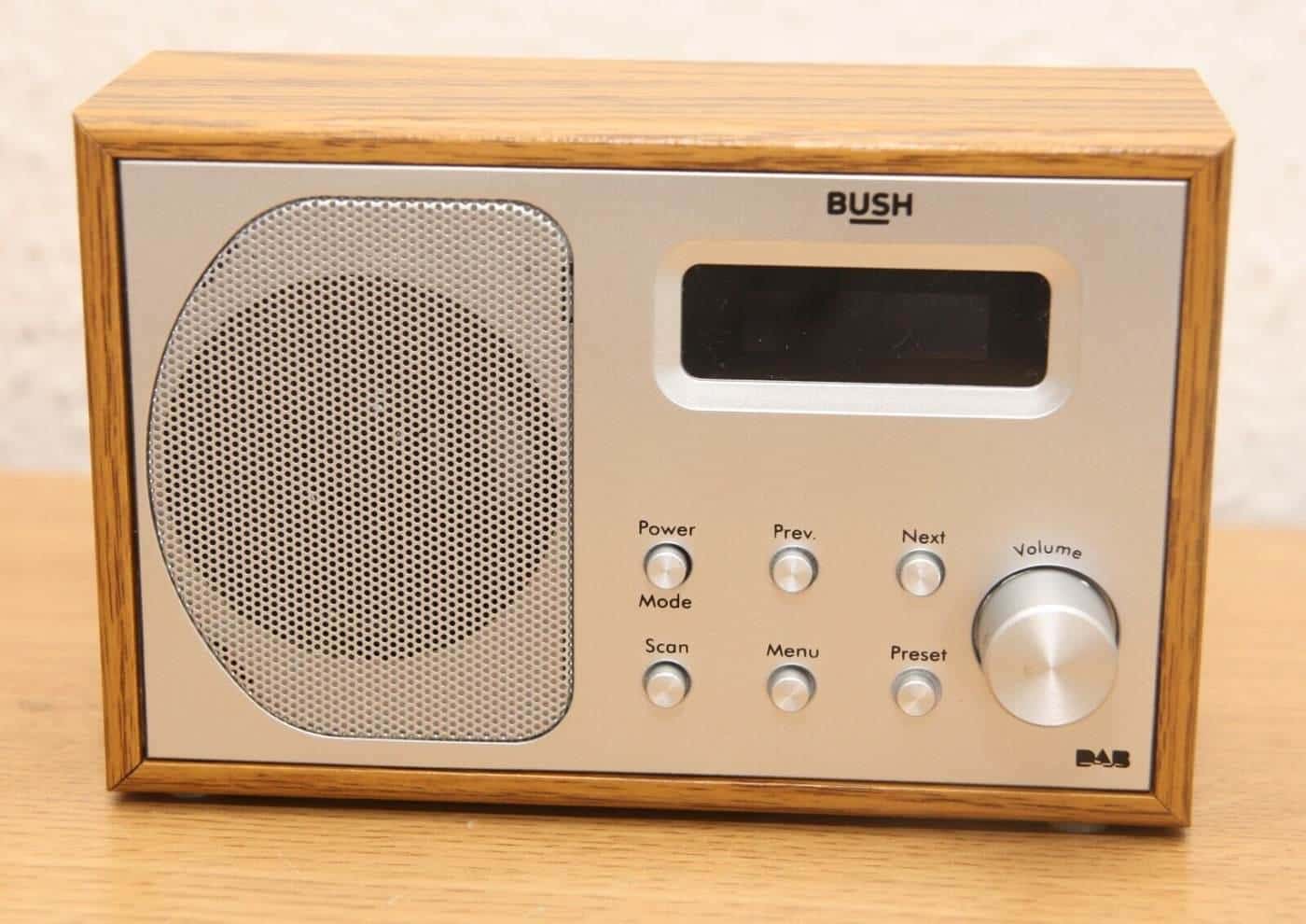 A wooden-style DAB digital radio receiver